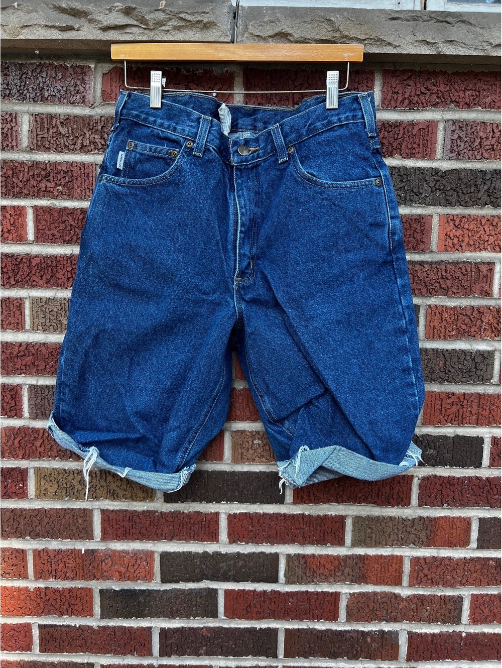 Carhartt Dark Blue Denim Cuffed Straight Fit Jorts Shorts